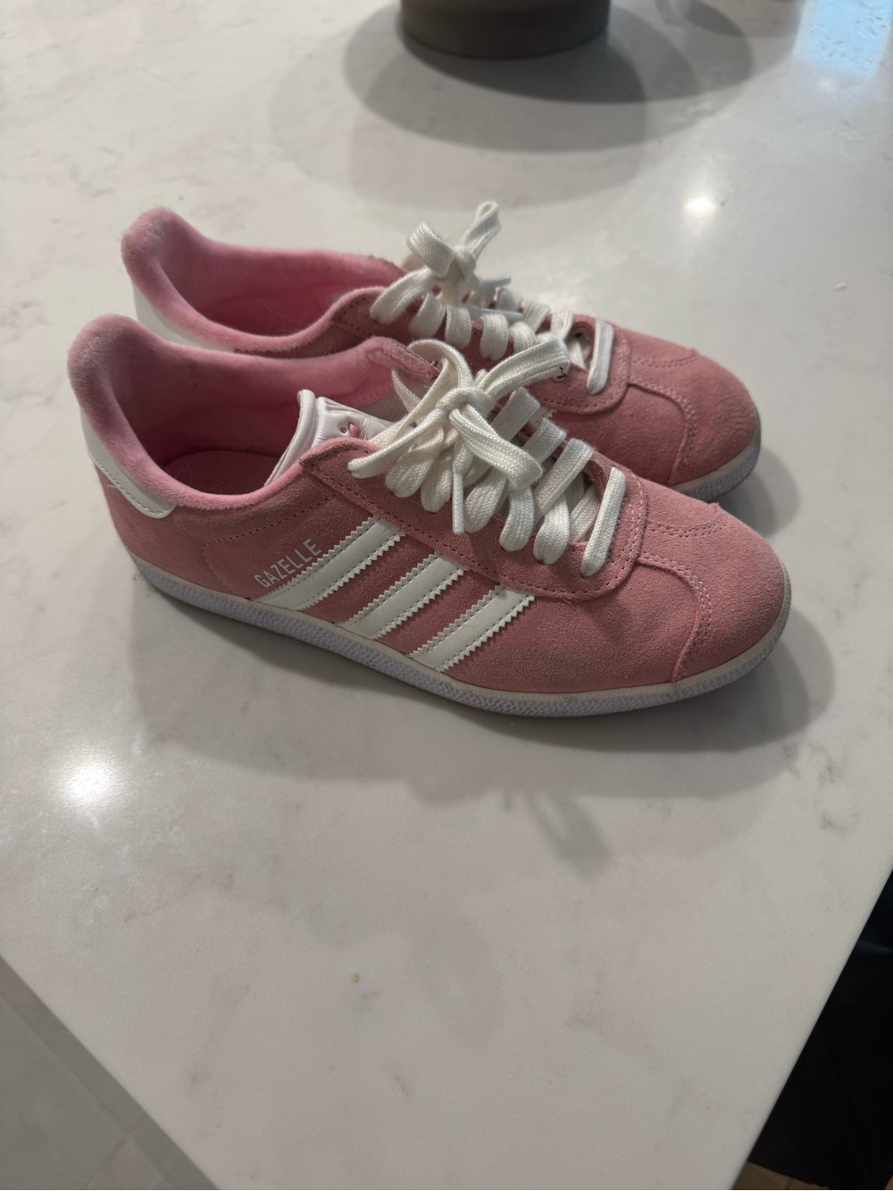 adidas Gazelle Pink Suede Sneakers with White Stripes